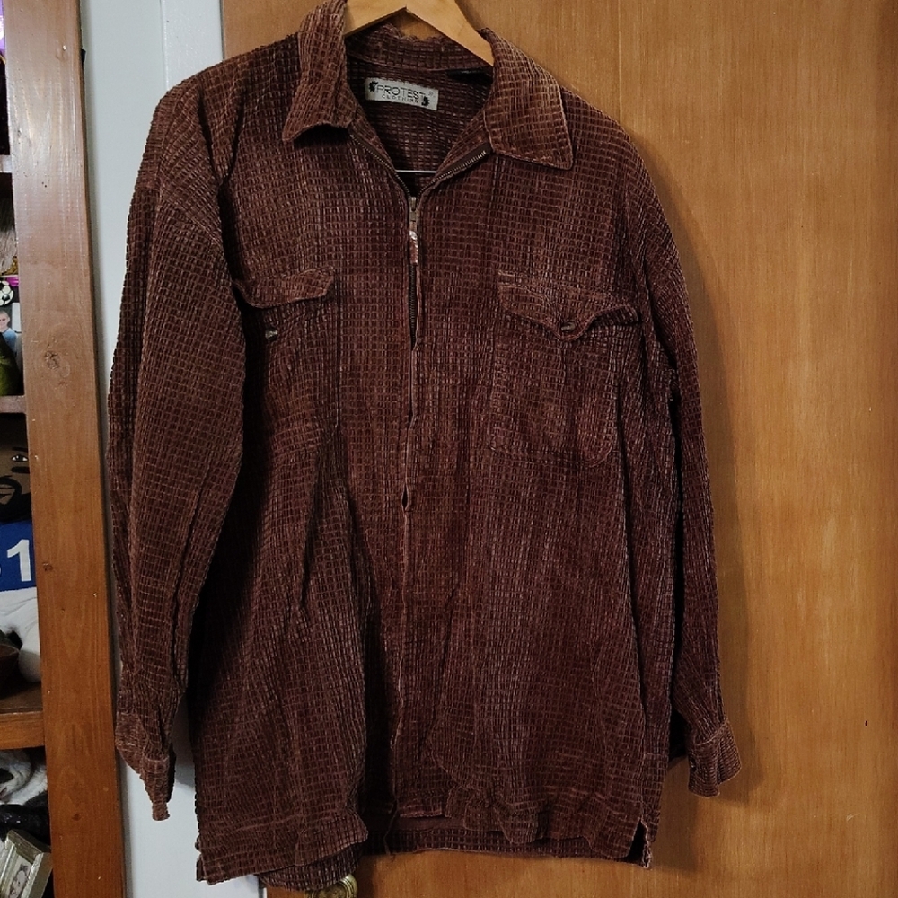 Vintage Protest Men's Corduroy Zip Up Shirt XL